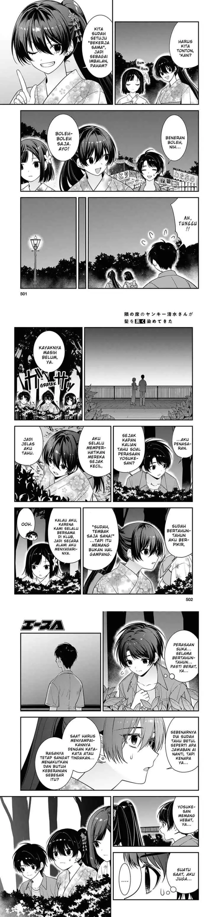 Tonari no Seki no Yankee Shimizu-san ga Kami o Kuroku Sometekita chapter 16 halaman 7