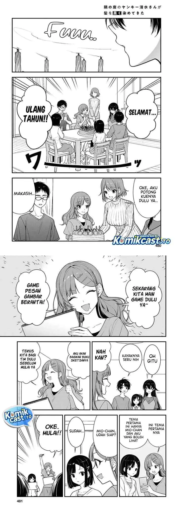Tonari no Seki no Yankee Shimizu-san ga Kami o Kuroku Sometekita chapter 18 halaman 4
