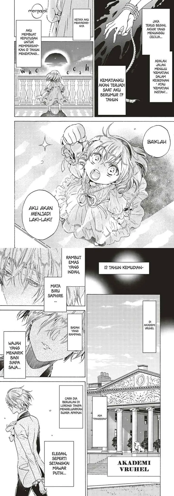 The Villainess, Cecilia Sylvie, Doesn't Want to Die so She Decided to Crossdress chapter 1.1 halaman 6